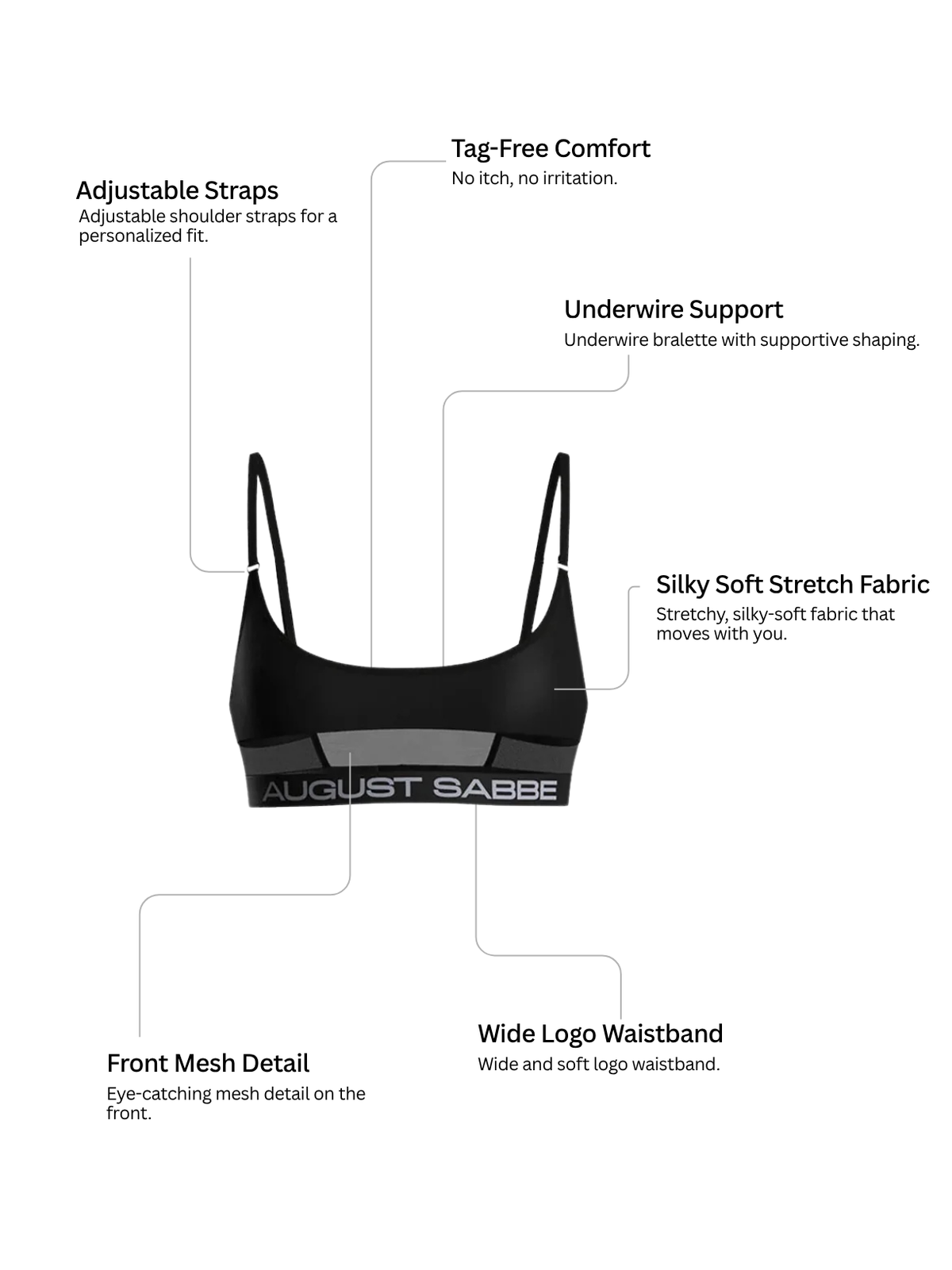 Bralette Classic, Black, 2-Pack