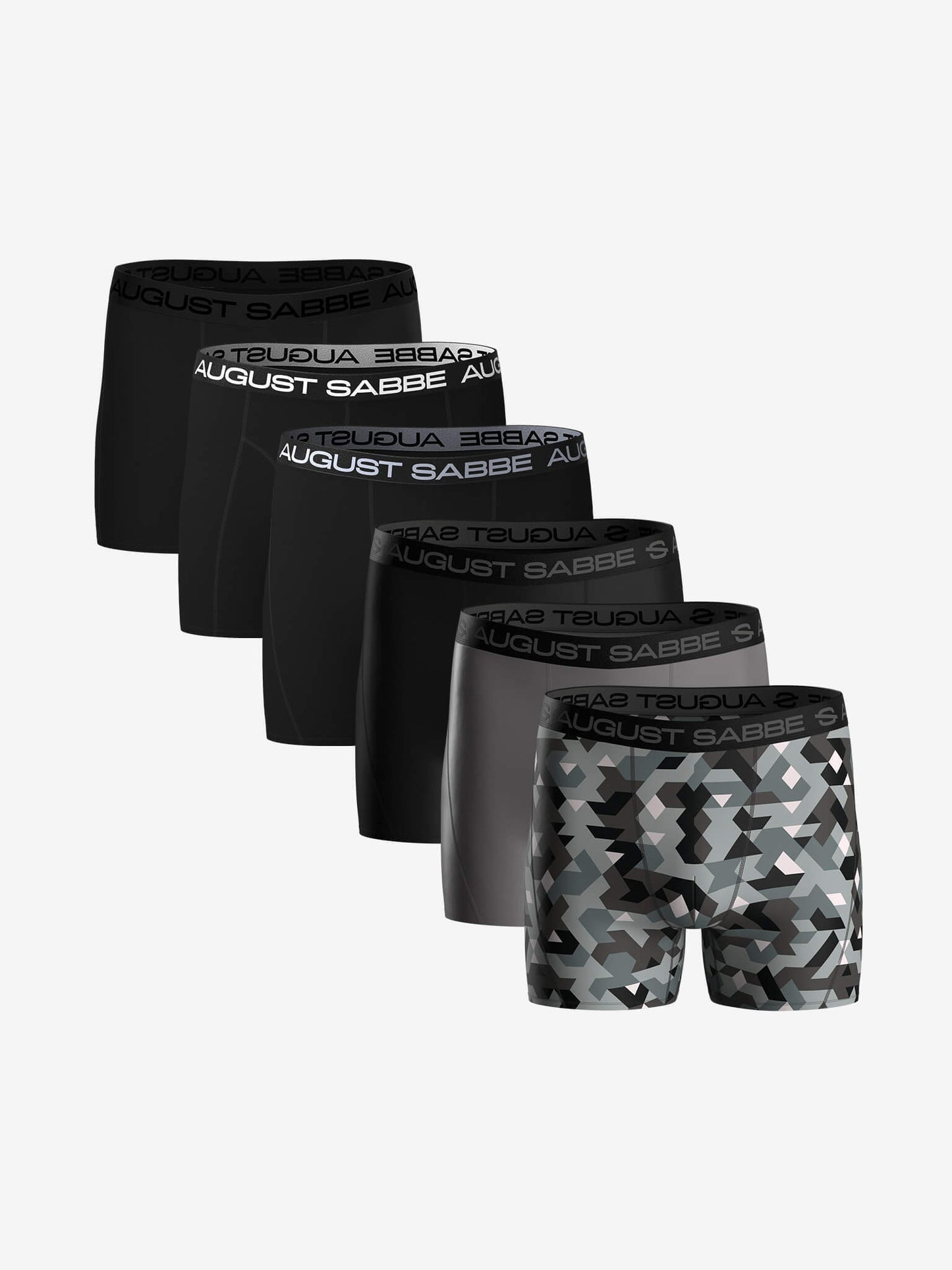 Mixed Pack, Black + Sport, Camouflage, 6-Pack